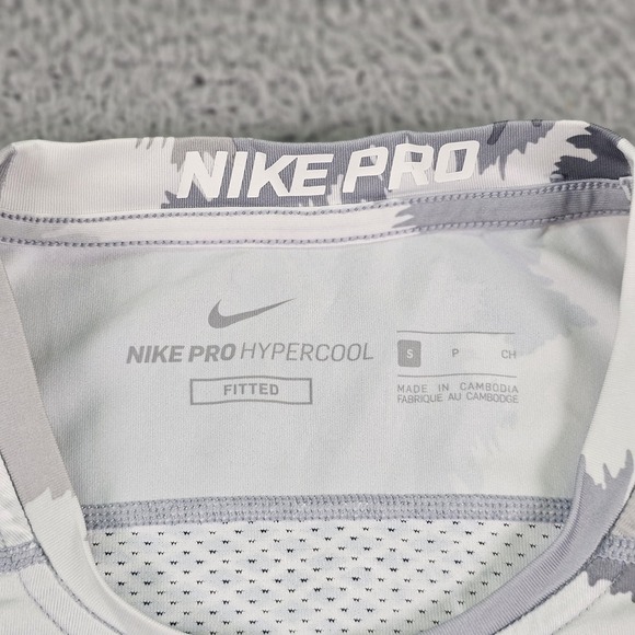 Nike Pro Hypercool Shirt Mens Small Gray White Camo Fitted Short Sleeve Tee - Picture 6 of 12